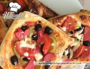 Milföy pizza tarifi, puff pastry pizza recipe