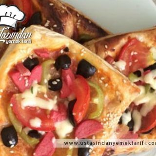 Milföy pizza tarifi, puff pastry pizza recipe