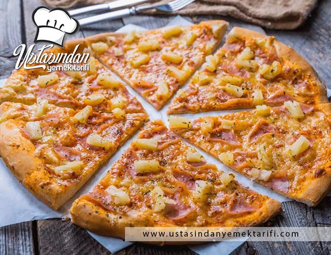 ananaslı pizza tarifi2, pineapple pizza recipe, pizza hawaii