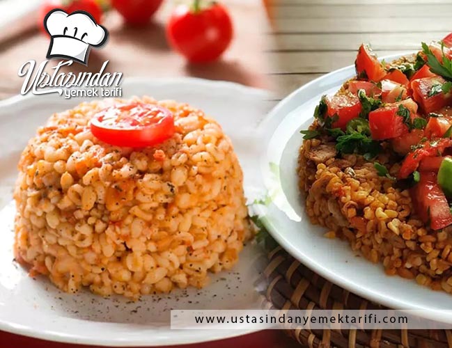 DOMATESLİ BULGUR PİLAVI TARİFİ, Bulgur pilaf with tomatoes recipe