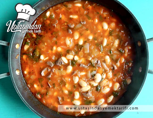 Etli Lübnan Fasulyesi Tarifi (Fasolia bi lahme), lebanese meat beans recipe