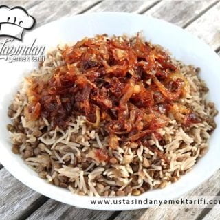 LÜBNAN Müceddere Pilavı Tarifi - MUJADARA - (Karamelize Soğanlı Mercimek Pilavı), Lebanese mujadara rice recipe