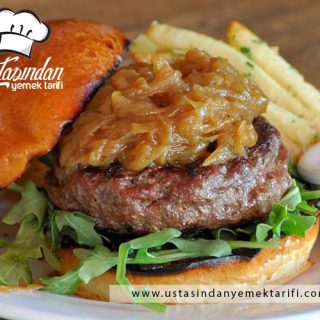 Karamelize soğanlı hamburger tarifi, Burger-Rezept