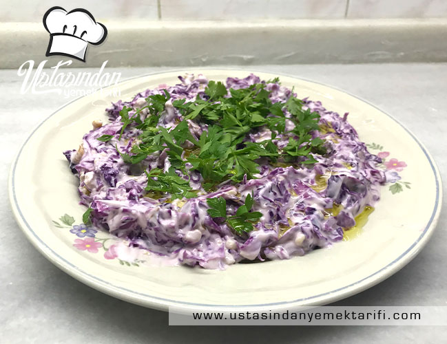 Mor Lahana Mezesi Tarifi, purple cabbage appetizer recipe