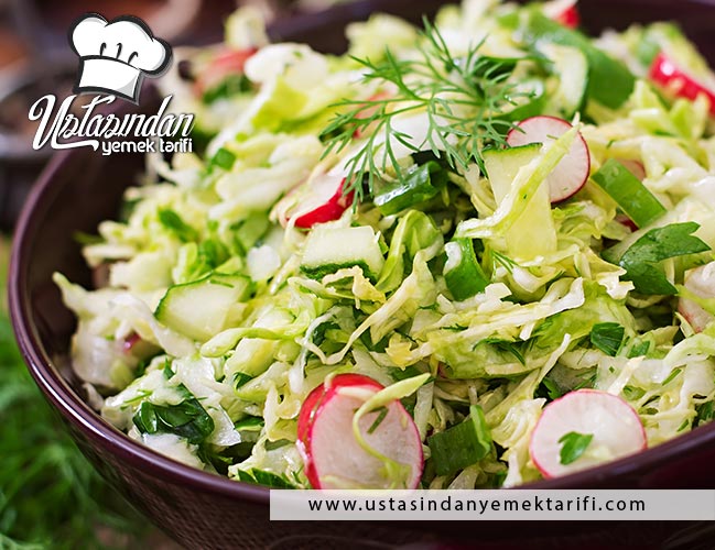 Turplu yeşil salata tarifi, radish salad recipe