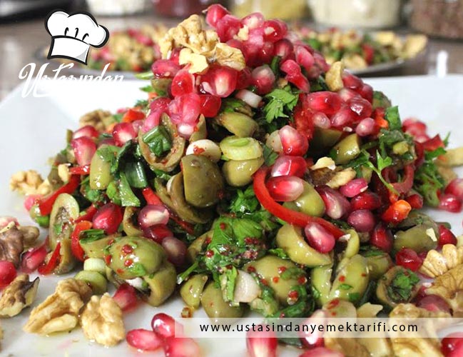 Yeşil zeytin piyazı tarifi, green olive appetizer recipe