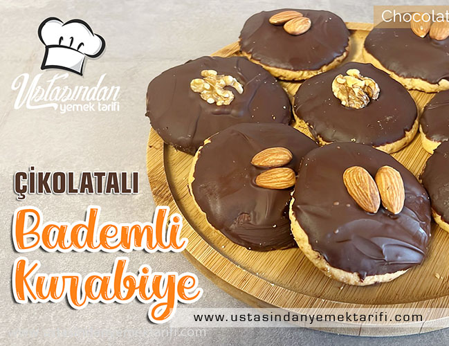Çikolatalı Bademli Kurabiye Tarifi, chocolate almond cookies